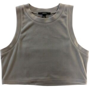 Forever 21 Womens Grey Velour Crop Top‎ Sleeveless Crew Neck Tank Size Medium